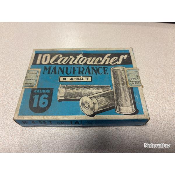 10 cartouches manufrance �tui cartonn� calibre 16