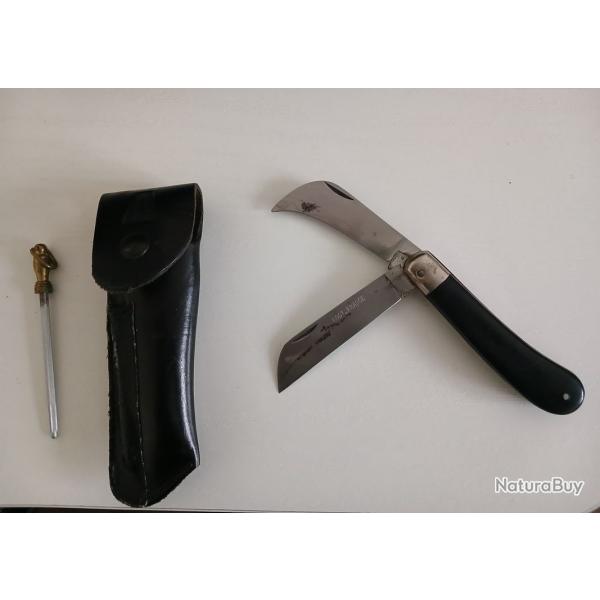 Ancien couteau serpette "Bost France "avec �tui