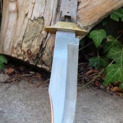 Lame Bowie Clip Point Acier Carbone 1055 Lame A Customiser Le Manche Garde Laiton Couteau de Chasse