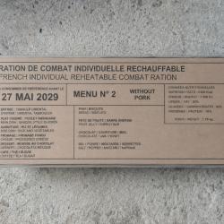 Ration individuelle r&eacute;chauffable - Menu n&deg;2 Sans Porc - 24 h