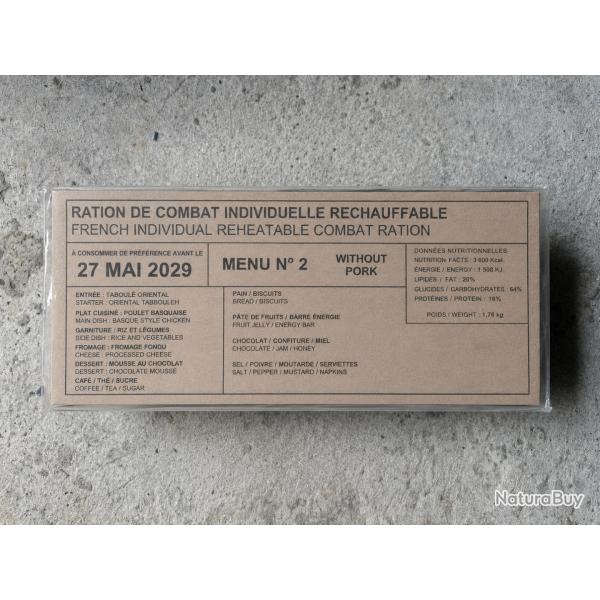 Ration individuelle r�chauffable - Menu n�2 Sans Porc - 24 h