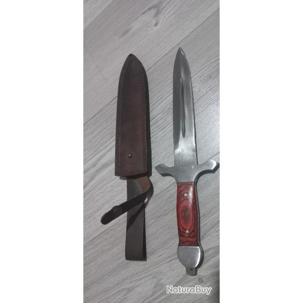 Forte dague double tranchant fourreau de ceinture cuir