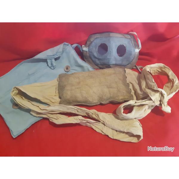 WW1 TAMPON P de 1915 Sachet S2 B.H. Lunettes toile enduite avec lame de modelage VERDUN ARGONNES ...