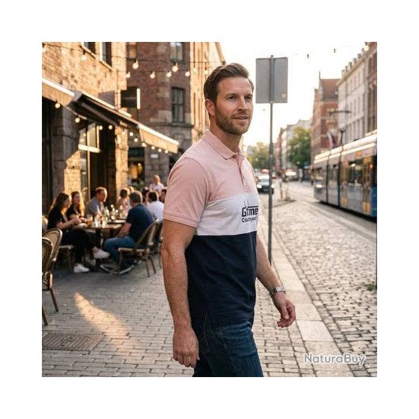 Polo The Game Countrywear  rose, blanc et marine,
