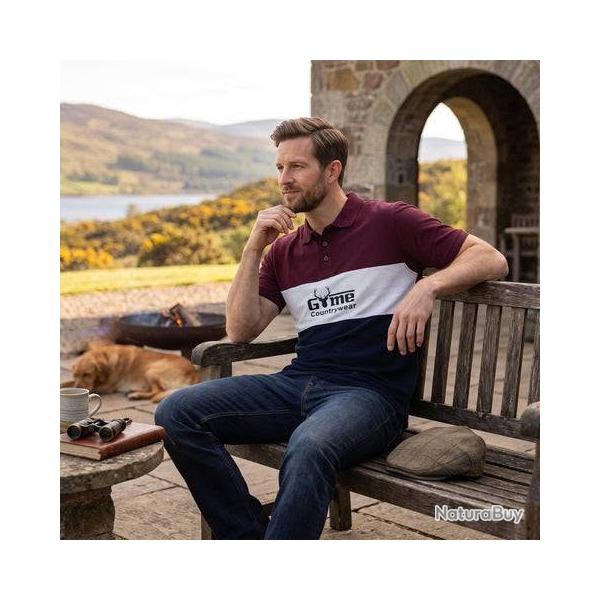 Polo The Game Countrywear   bordeaux, blanc et marine
