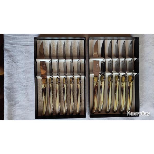 12 couteaux de table laguiole G. David en corne
