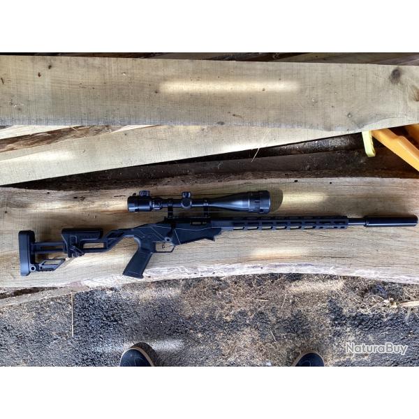 Ruger pr�cision rimfire .22 magnum avec lunette 6-24x50 avec r�ducteur de son