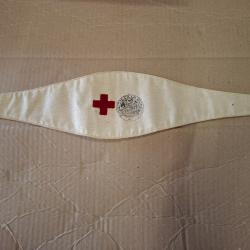 Brassard Croix-Rouge d'infirmier/brancardier - Tampon Minist&egrave;re de la Guerre (Militaria WW1/WW2)