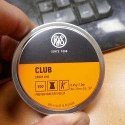 Boite de 500 Plomb Diabolo RWS CLUB en 4.5mm