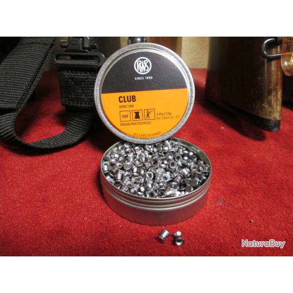 Boite de 500 Plomb Diabolo RWS CLUB en 4.5mm