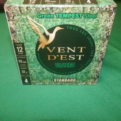 Cartouches TUNET VENT D'EST Green Tempest Steel 12/70 32g Plomb de 4