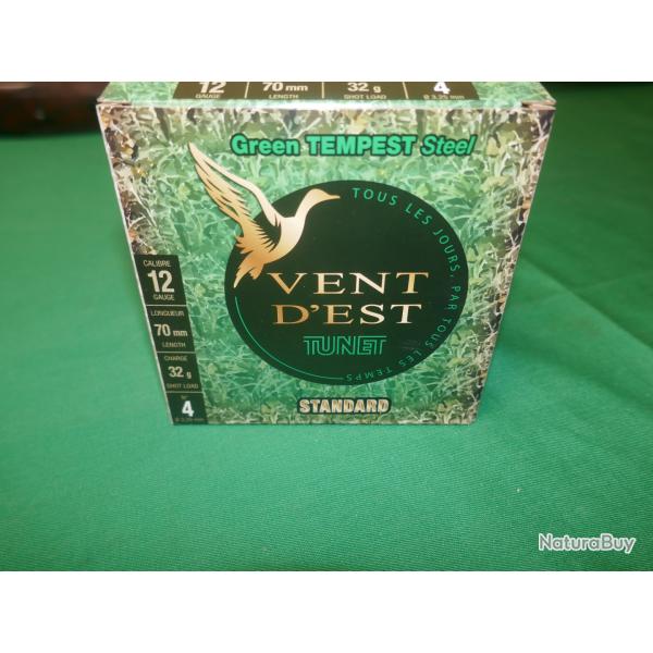 Cartouches TUNET VENT D'EST Green Tempest Steel 12/70 32g Plomb de 4