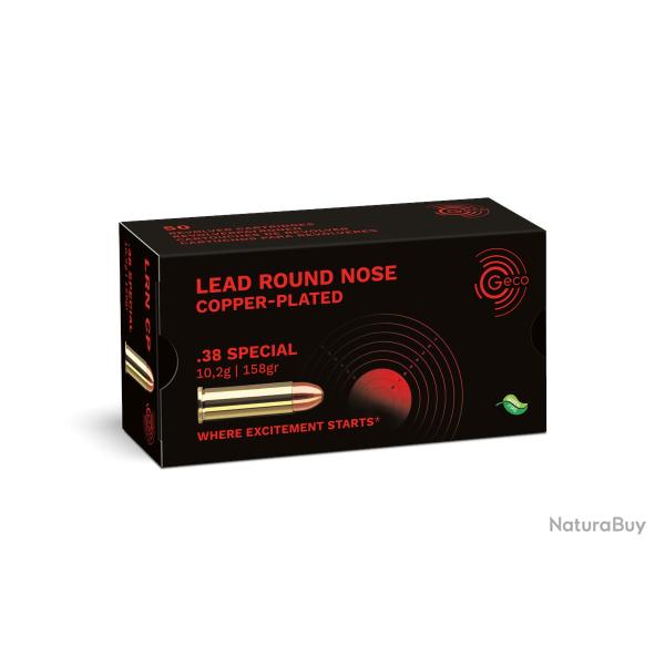 Munitions GECO cal.38 special Lead Round Nose Copper Plated 158gr 10.2g par 50