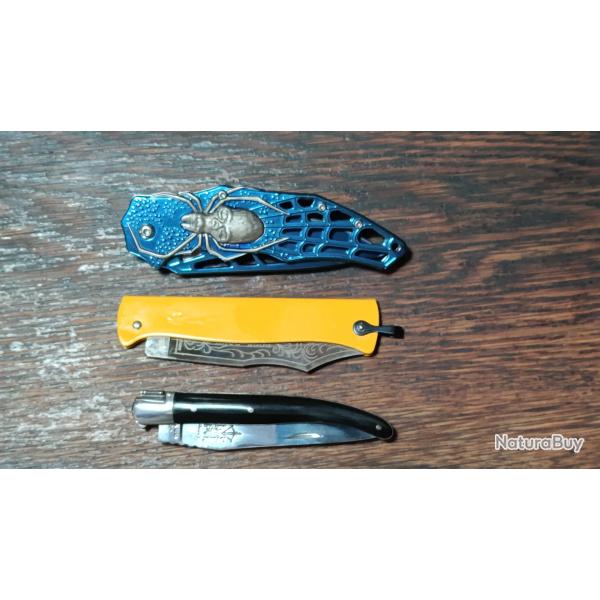 Lot de 3 couteaux pliants / canifs - Laguiole Herbertz Douk-Douk - �tat neuf