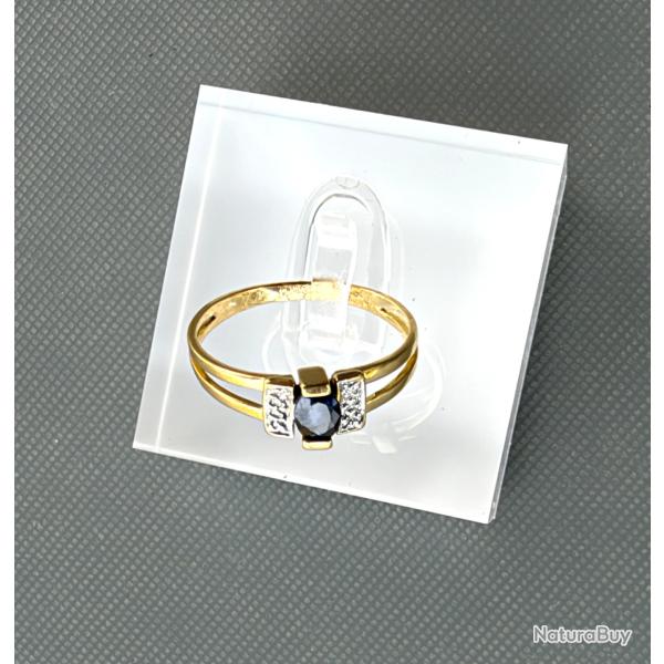 Bague en or massif 18 carats - saphir - taille 54