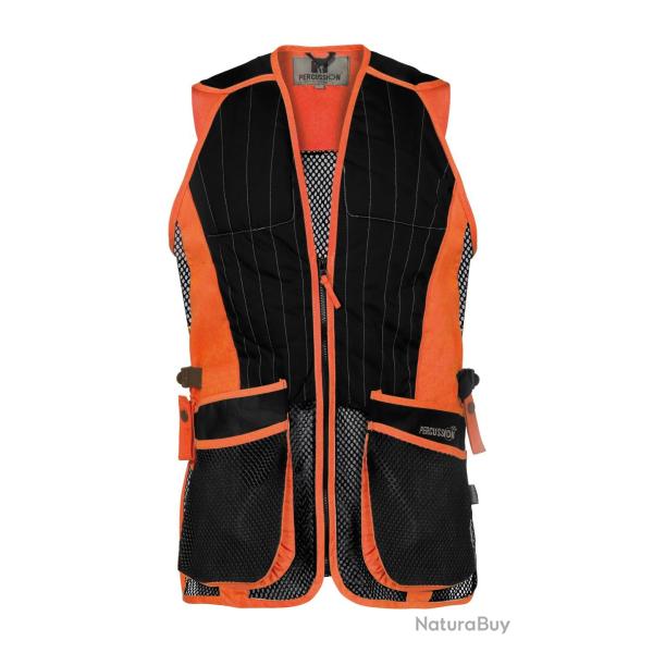 DESTOCKAGE ! Gilet Ball Trap Percussion Noir Et Orange