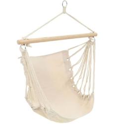 Hamac coton polyester cr&egrave;me 185x125 cm confortable pivotant