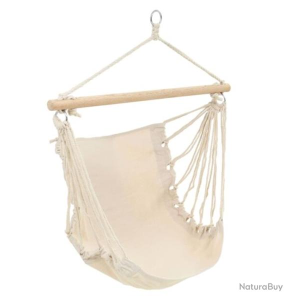 Hamac coton polyester cr�me 185x125 cm confortable pivotant
