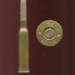 6.5 x 53 R Mannlicher - marquage : PS * 6,5x53R - balle nickel pointe creuse