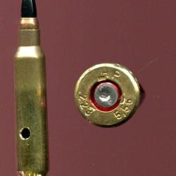 .223 REMINGTON & 5.56 x 45 FAMAS - balle tir r&eacute;duit cuivre pte plastique - marquage  HP .223  5.56