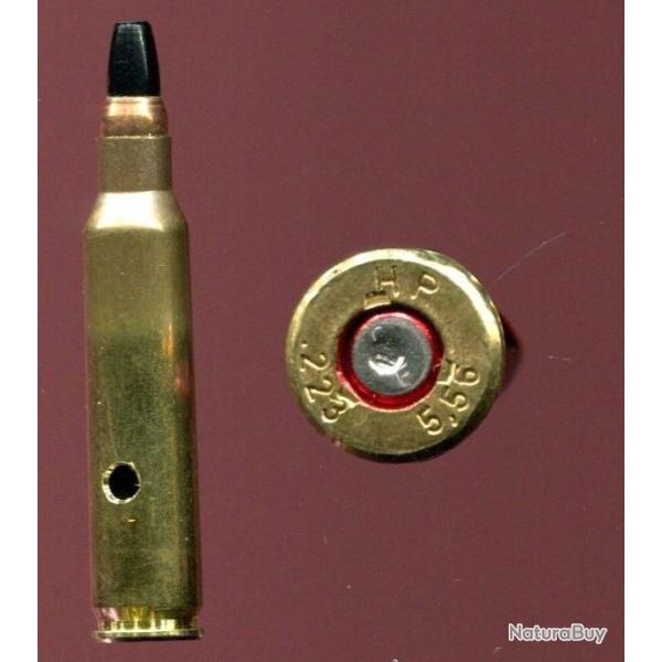.223 REMINGTON & 5.56 x 45 FAMAS - balle tir r�duit cuivre pte plastique - marquage  HP .223  5.56