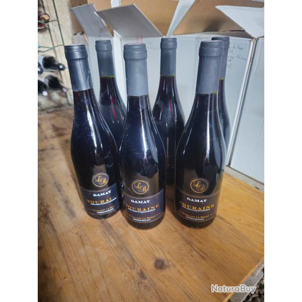 6 bouteilles de vin rouge gamayTouraine