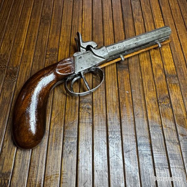 PISTOLET A PERCUSSION JUXTAPOS�S DE DEFENSE CIRCA 1840-50 Napol�on lll FONCTIONNEL
