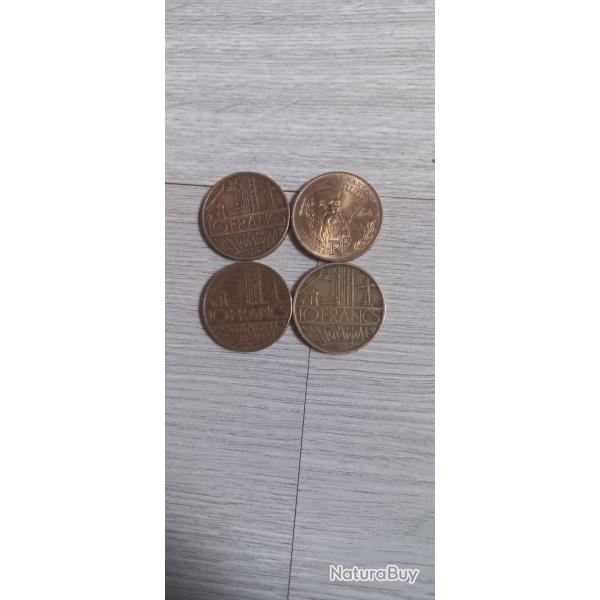 Vend 4 piece de 10 franc 1976,1978,1978,1984