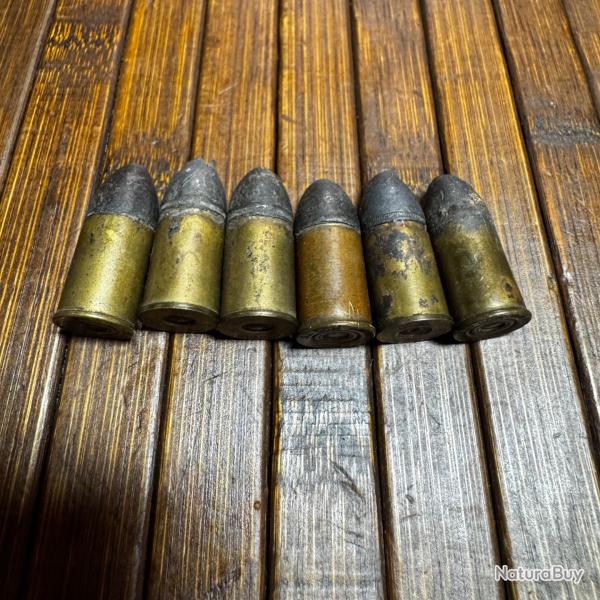 6 Cartouches de revolver 1873 - 1874 d'origine de guerre marque Gevelot Gaupillat  bon �tat