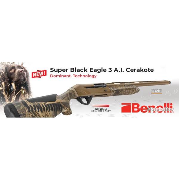 Fusil Benelli Auto SBE 3 advance impact (A.I.) Cerakote FDE Max 7 calibre 12/89 Fraise Crio Droitier