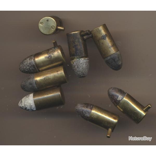 (10845)  UNE CARTOUCHE .9mm Lefaucheux A BROCHE  ancienne PORT OFFERT �tui laiton
