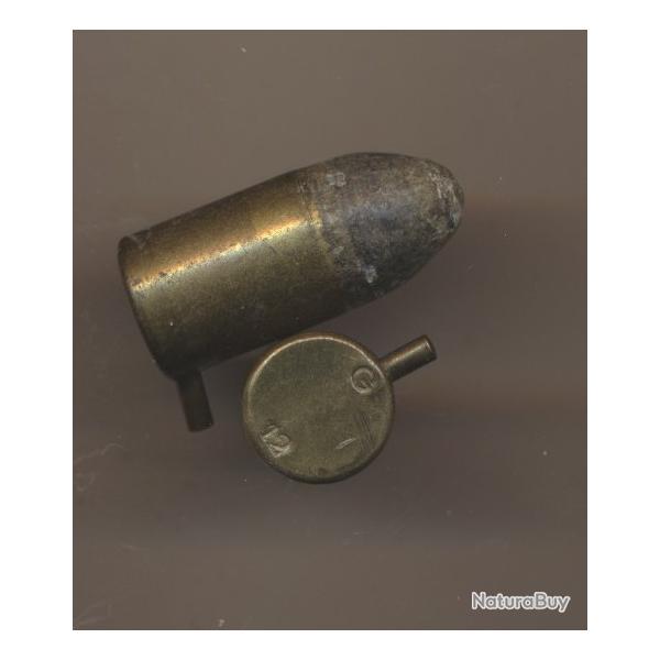 (14041)  UNE  .11/12mm Lefaucheux � broche  Poudre Noire ancienne PORT OFFERT �tui laiton