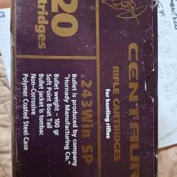 80 Munitions 243 Winchester 100Grs              60         243 winchester Centaure hornady