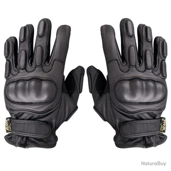 Op� Tactique !! Gant Intervention Tout Cuir Coqu�s Kevlar Noir Taille XL