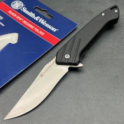 Couteau Smith&Wesson Black Ops Recurve Lame Acier Inox Manche Polym&egrave;re Linerlock Clip 5899