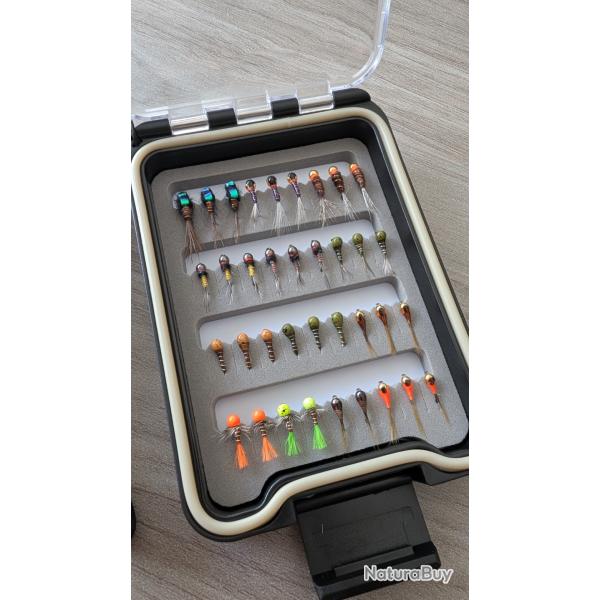 Bo�te de 36 nymphes et perdigon, p�che � la mouche.