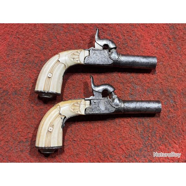 Paire de pistolet coup de poing xix �me ivoire 1 euro sans prix de r�serve !!!