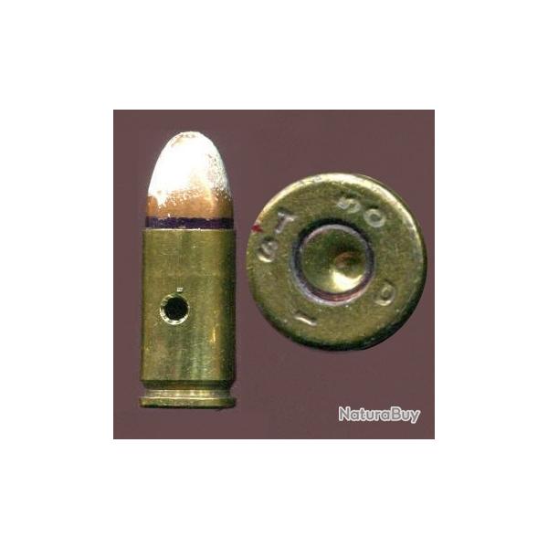 9 mm Parabellum tra�ante 1er Mle France - balle cuivre pte blanche - Production pr�coce Le Mans 1950