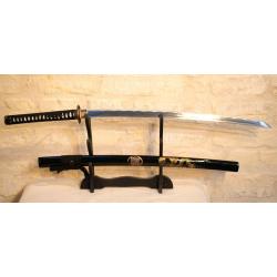 KATANA sabre japonais katana fourreau laqu&eacute; noir avec dragon  bonne qualit&eacute; EBR24JAP014