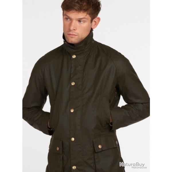 Veste Barbour ashby wax jacket tartan rouge ext�rieur olive