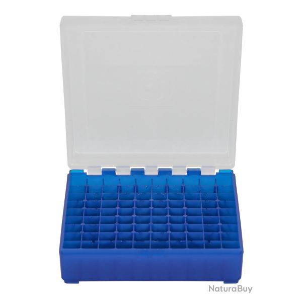 Bo�te de Rangement Bleu � Couvercle Transparent pour 100 Munitions Calibre 9mm Megaline