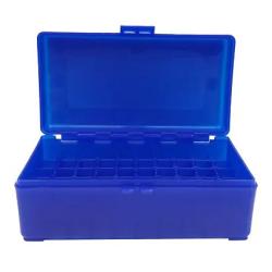 Bo&icirc;te de Rangement Bleue 50 Munitions Cal 357 Megaline