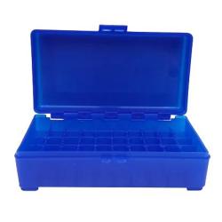 Bo&icirc;te de Rangement Bleue 50 Munitions Cal 9mm - Megaline