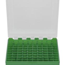 Boite de Rangement Verte avec Couvercle Transparent pour 100 Munitions Calibre 9mm Megaline