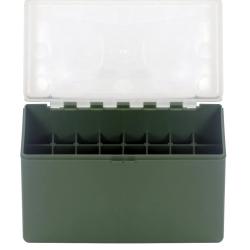 Bo&icirc;te de Rangement Verte Couvercle Transparent 32 Munitions Cal 338L Megaline