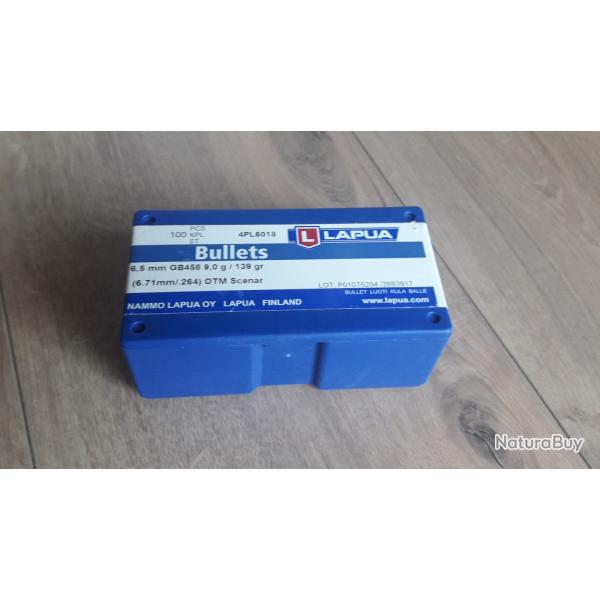 Ogives Lapua - 100 Projectiles Cal 6,5 - 139 grs Scenar - GB458 - 4PL6018