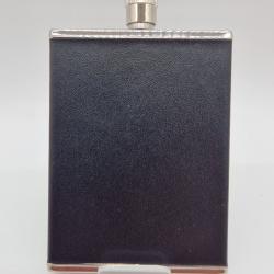 Flasque 90ml inox et cuir noir