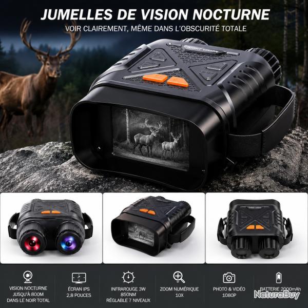 Jumelles de vision nocturne num�rique infrarouge - Vision jusqu'� 800 m