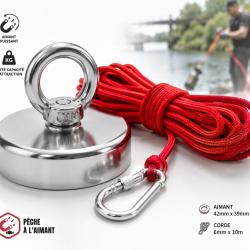 Kit de p&ecirc;che &agrave; l'aimant - Aimant 61 kg + corde 10 m
