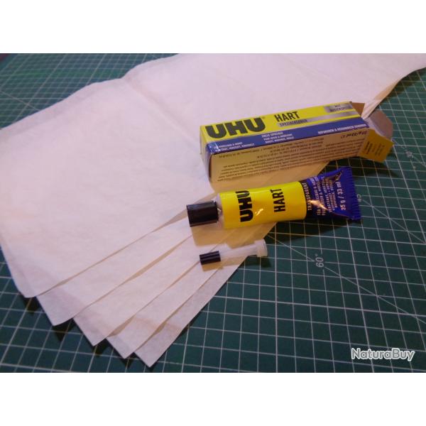 V�ritable papier flash nitr� 5 feuilles de 20 x 50 cm (45 grammes au m2) + colle UHU Hart 35 g